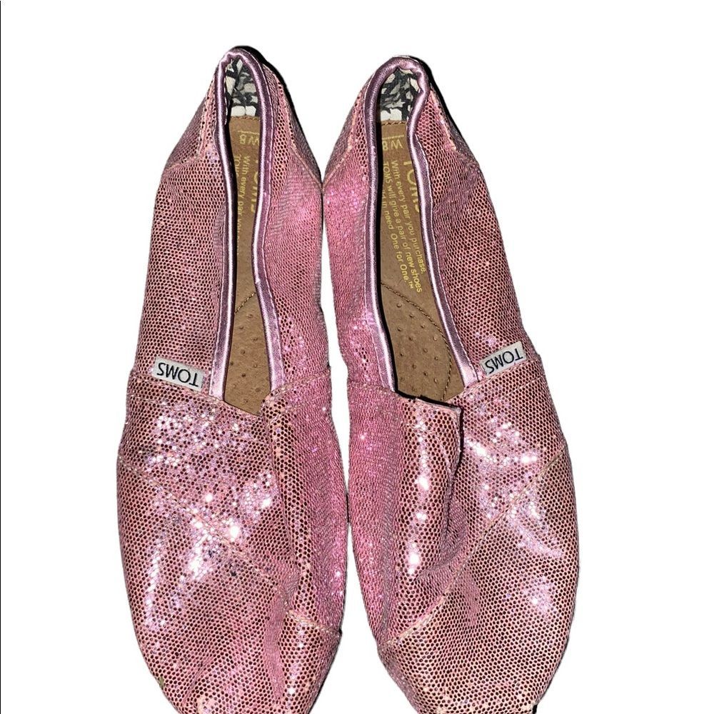 Toms Pink Glitter Shoes Size 8